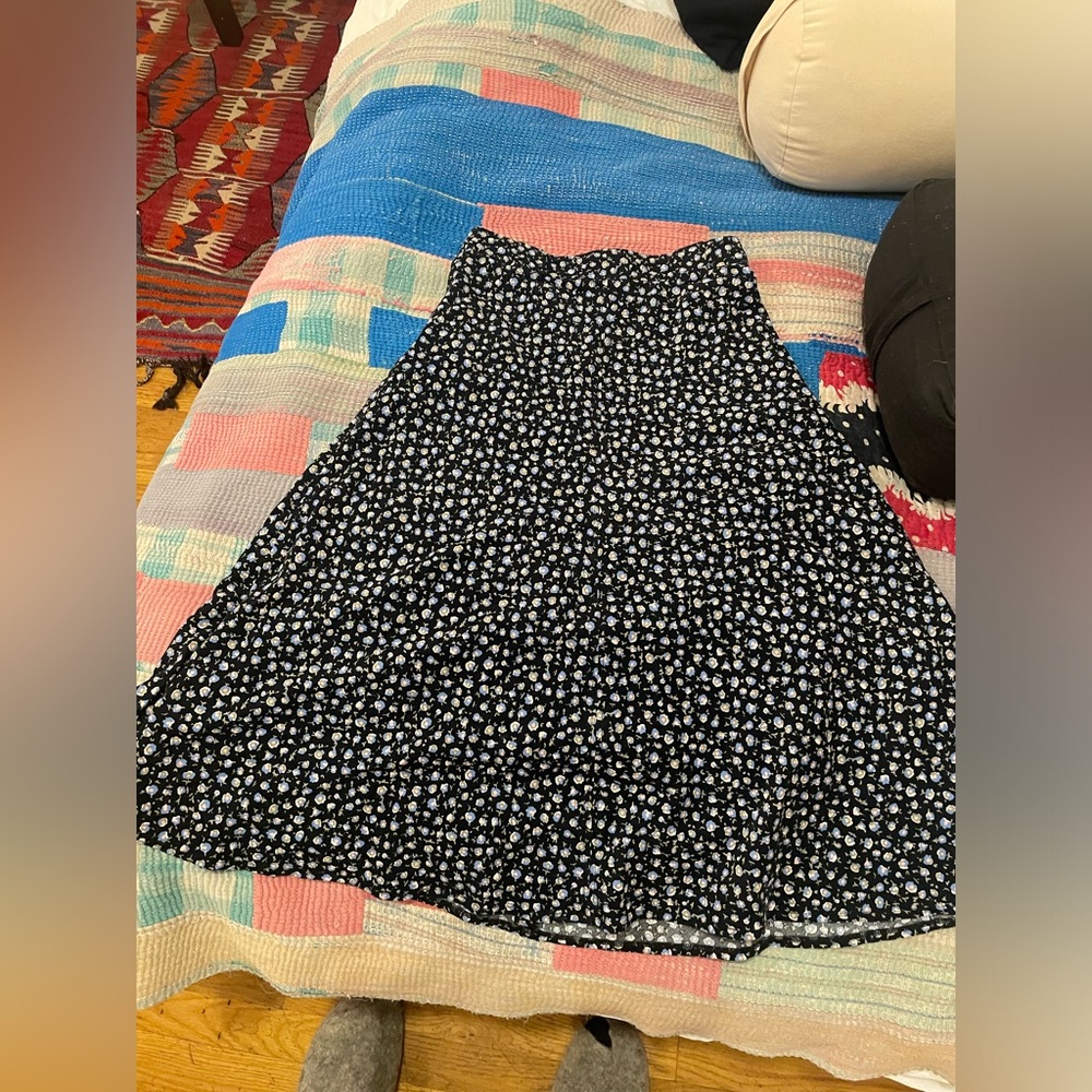 A.P.C. corduroy flowered midi skirt in deep blue, no tags but never worn